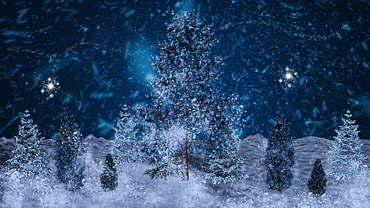 snow covered pine trees thumbnail