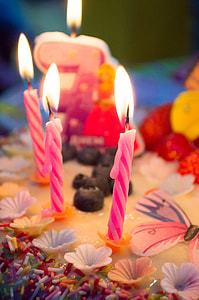 close-up photo of candles on fondant cake thumbnail