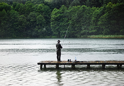 man fishing in the dock during daytime thumbnail