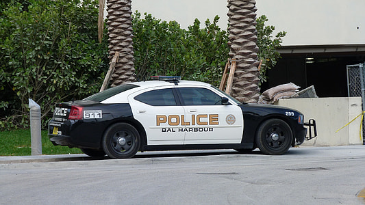 parked white and black Police sedan at daytime thumbnail