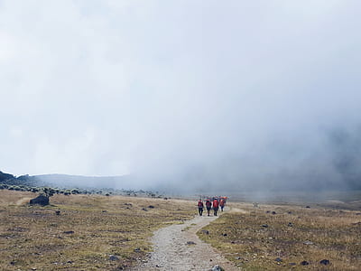 people walking on dirt road at daytime thumbnail