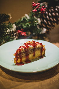 Round White Ceramic Plate With Piece of Cake thumbnail