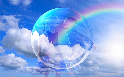 boy about to kiss girl with rainbow background thumbnail