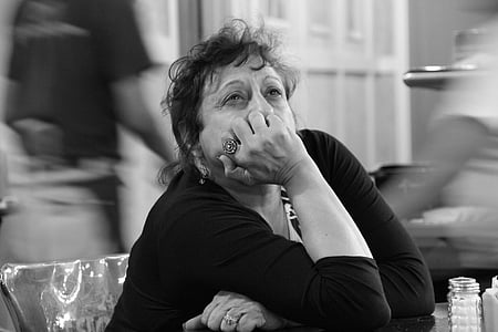 grayscale photo of woman thumbnail