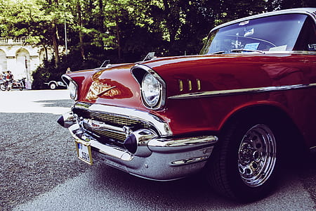 Red and Gray Vintage Car on Gray Concrete Road during Daytime thumbnail
