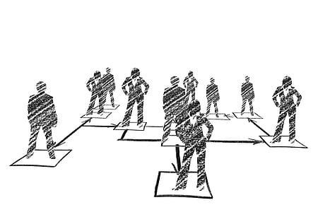 charcoal painting of people standing on squares thumbnail