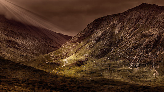 Hilly and Mountain Landscape in Glencoe, Scotland thumbnail