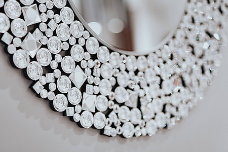Beautiful round mirror adorned with crystals thumbnail