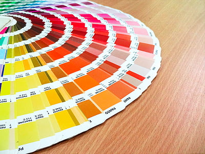 color chart on brown wooden table thumbnail