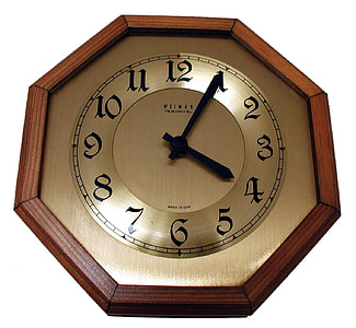 brown wooden framed analog wall clock thumbnail