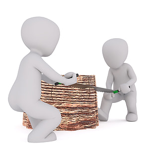 two person holding two-man saw illustration thumbnail