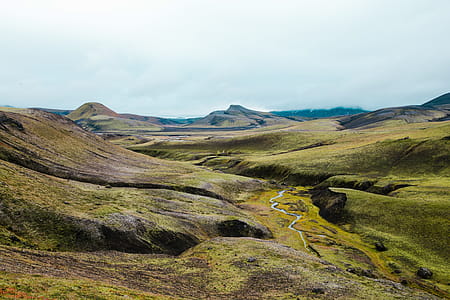 Meadows in summer Iceland on a cloudy day thumbnail