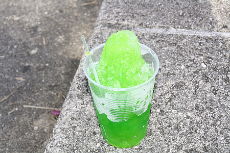 clear plastic cup filled with shaved ice and straw thumbnail