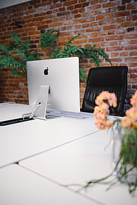 Modern office Interior with old vintage brick Wall thumbnail