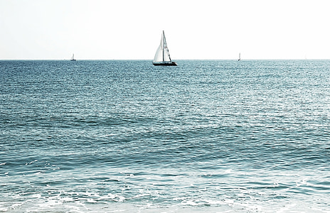 white and black sailboat under white sky at daytime thumbnail