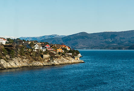 sea, city, landscape, mountains thumbnail