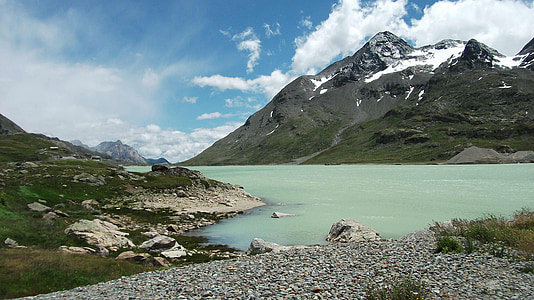 mountain near calm body of water thumbnail