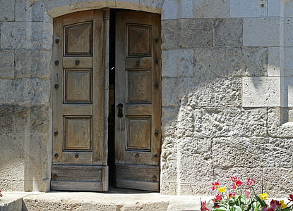 opened gray wooden door thumbnail