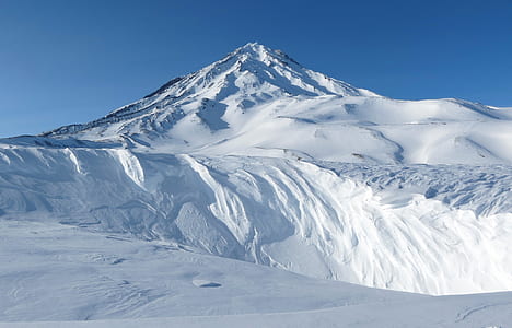 snow covered mountain under blue sky thumbnail