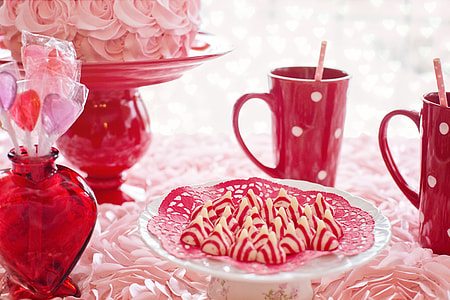 red and white ceramic polka-dot coffee mug thumbnail