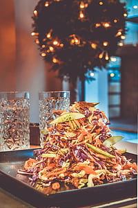 Pile of Assorted Sliced Vegetables on Square Black Plate thumbnail