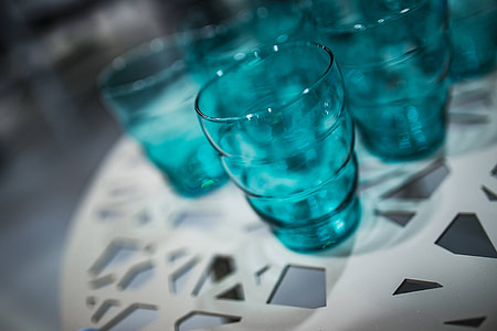 White table with cyan glasses thumbnail