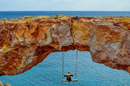man swinging under cliff thumbnail