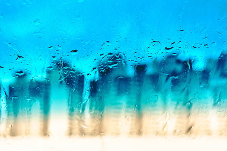 rain, drops, window, rain drops, water drop, blue thumbnail