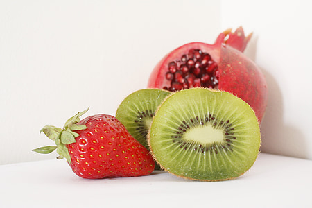 kiwi, pomegranate, and strawberry fruits thumbnail