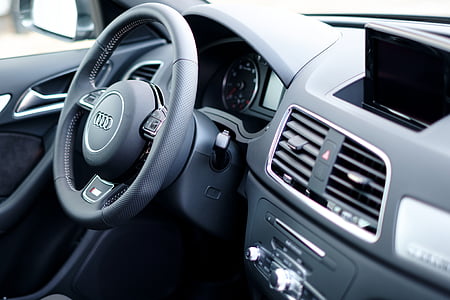 black and silver Audi car interior thumbnail