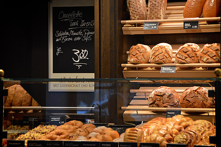 baked bread on display counter thumbnail