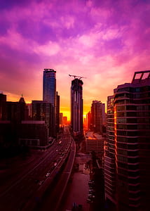 top view of buildings during dawn thumbnail