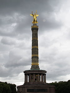 standing angel holding staff gold-plated statue thumbnail
