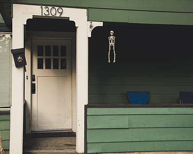 Skeleton Hanging On Patio thumbnail