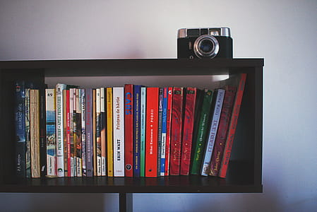 Black Wooden Shelf and Black Camera thumbnail