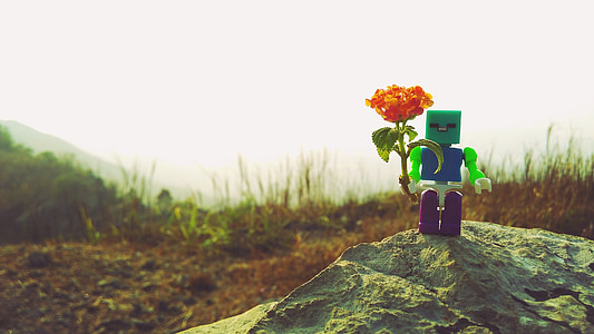 Lego toy holding orange flower thumbnail