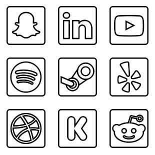 Social Media Outline svg vector icon sets