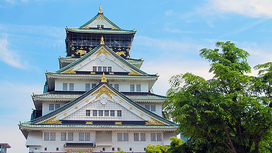 low angle photography of white and blue pagoda thumbnail