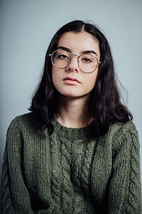woman wearing brown knit sweater thumbnail