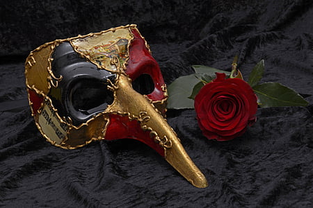 multicolored festival mask with red rose thumbnail