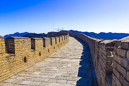 Great Wall of China under blue sky thumbnail