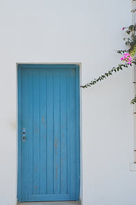 closed blue wooden door thumbnail