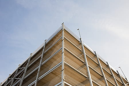 angle view of building under blue sky thumbnail