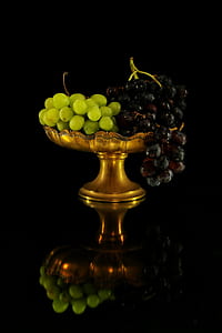 Grapes on Brass Footed Bowl thumbnail