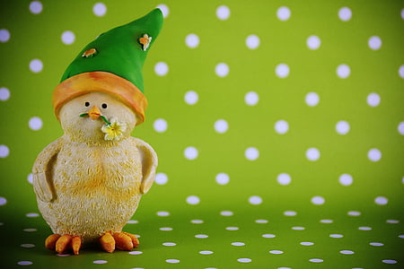 yellow chick wearing green hat thumbnail