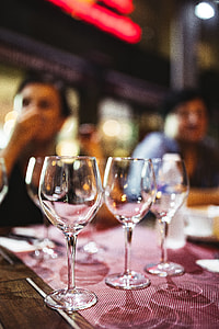 Close up picture of empty glasses in restaurant thumbnail