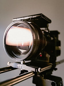black SLR camera mounted on slider thumbnail