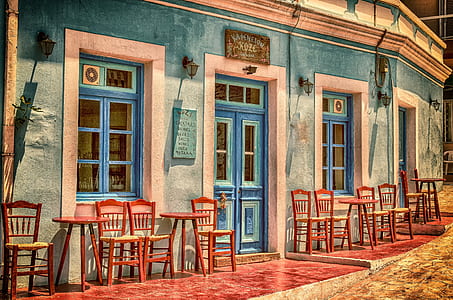 red table and chairs during daytime thumbnail