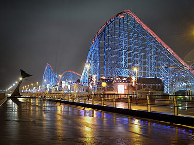 blue and red roller coaster rail thumbnail