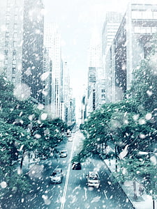 cars on highway during snow thumbnail